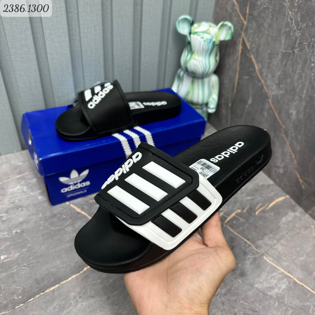 Dép nam adidas Mẫu mới nhất Hot 2023, Dép adidas Quai dán đế cao su non Form dáng thể thao, chống nước chống hôi chân