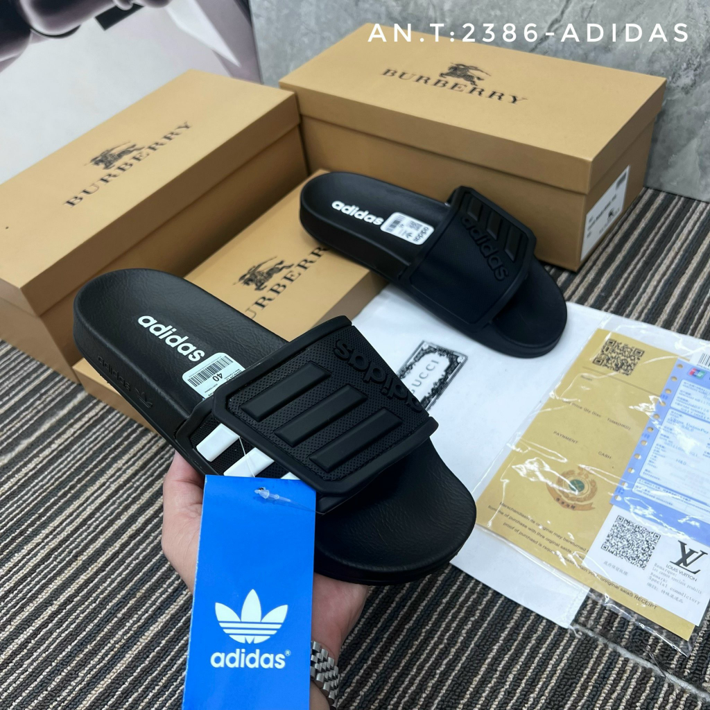 Dép nam adidas Mẫu mới nhất Hot 2023, Dép adidas Quai dán đế cao su non Form dáng thể thao, chống nước chống hôi chân
