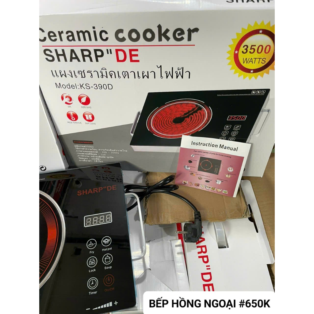 BẾP HỒNG NGOẠI ĐƠN SHARP HÀNG THÁI LAN CHÍNH HÃNG - Model: KS-390D