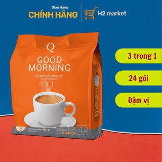 Cà phê sữa hoà tan trần quang 3in1 good morning 480g