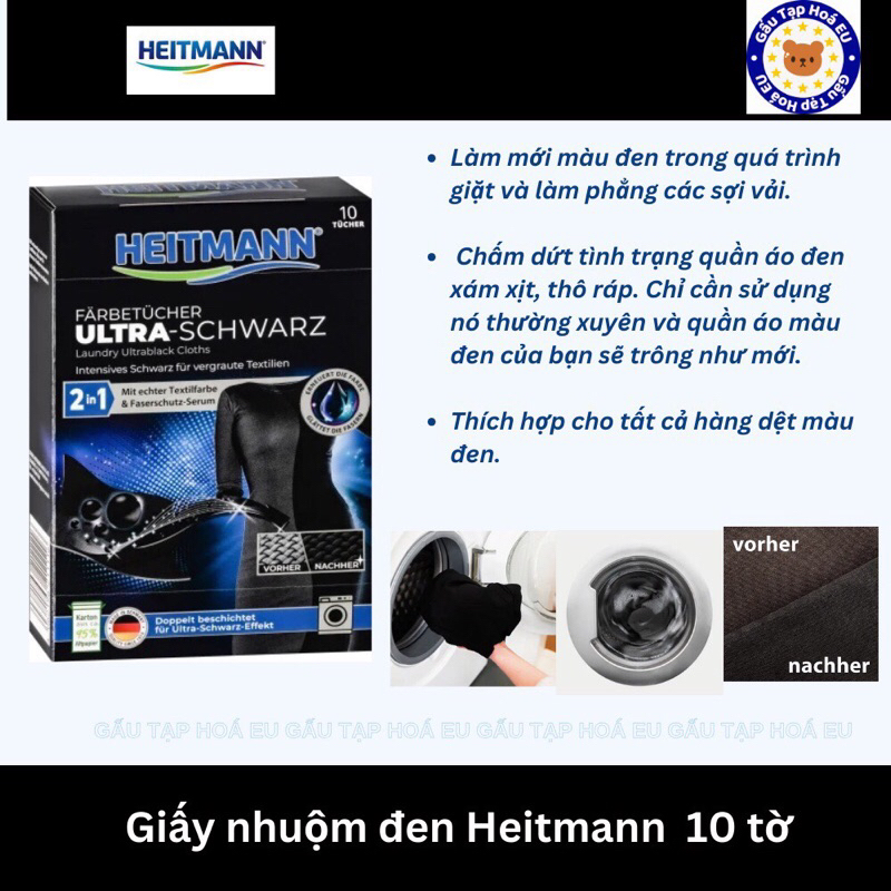 Giấy giặt - nhuộm đen quần áo HEITMANN