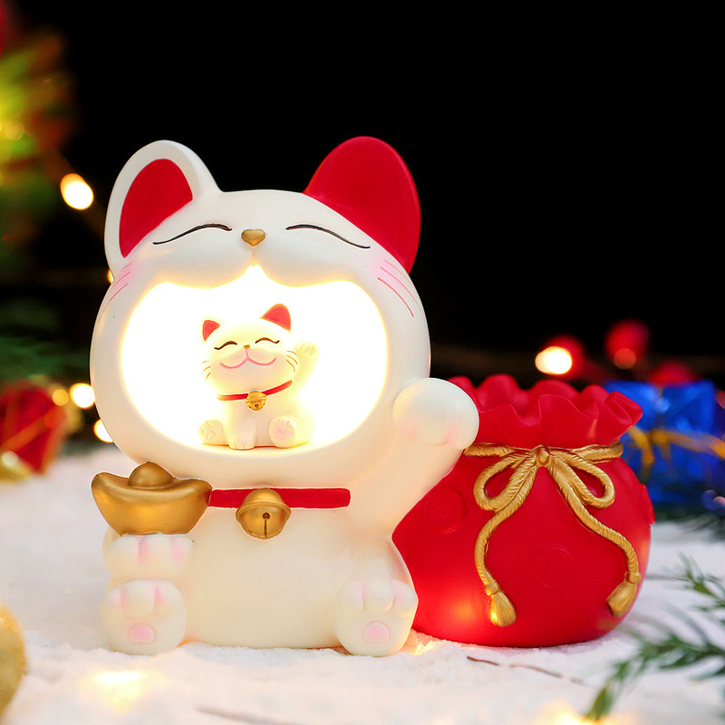 Mèo thần tài trang trí taplo ô tô, trang trí bàn làm việc, mèo thần tài trưng bày chiêu tài, đón may mắn