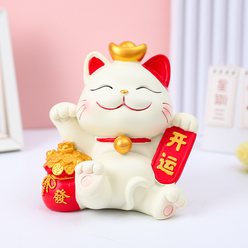 Mèo thần tài trang trí taplo ô tô, trang trí bàn làm việc, mèo thần tài trưng bày chiêu tài, đón may mắn