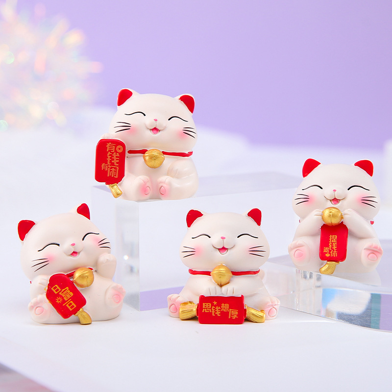 Mèo thần tài trang trí taplo ô tô, trang trí bàn làm việc, mèo thần tài trưng bày chiêu tài, đón may mắn