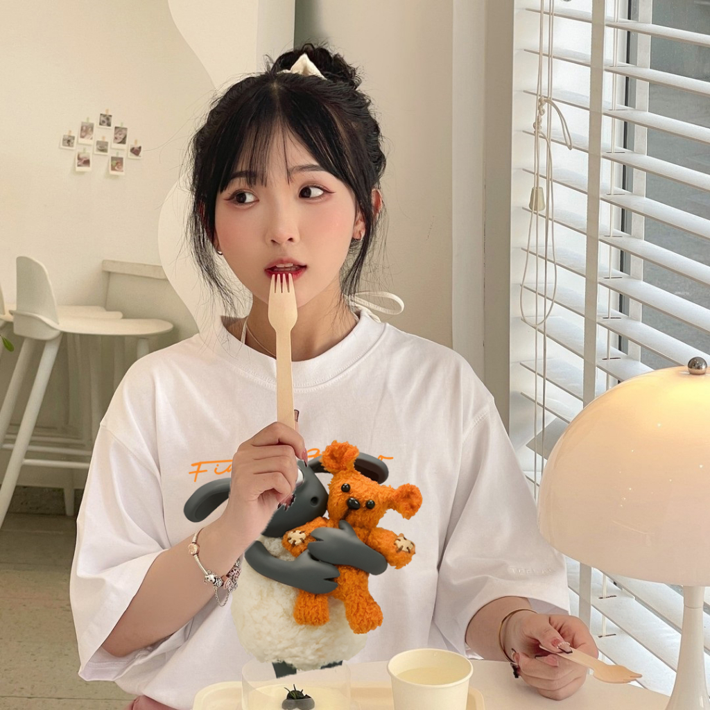 Áo Phông Nam Nữ Tay Lỡ HUNEE, Áo thun form rộng unisex oversize style Hàn Quốc HUN01 Shaun Bear Cừu Gấu