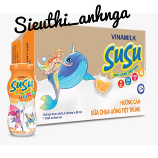 Sữa Chua Uống Tiệt Trùng Vinamilk SuSu Hương Dâu,CAM Thùng 48 Lọ X 80ml