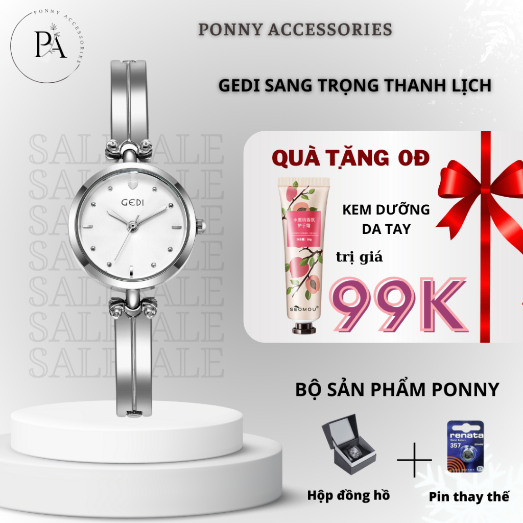 Đồng hồ nữ Gedi đeo tay chính hãng dây hợp kim cao cấp Đồng hồ gedi cá tính tinh tế thời trang