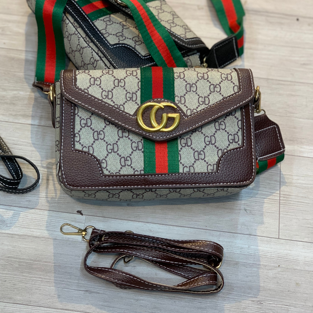 Tuia Xách Nữ Túi Đeo Chéo Gu Xì, Bản 2 Dây Thay Đổi, 1 Da 1 Dù Bản To Thời Trang, Mã T 57