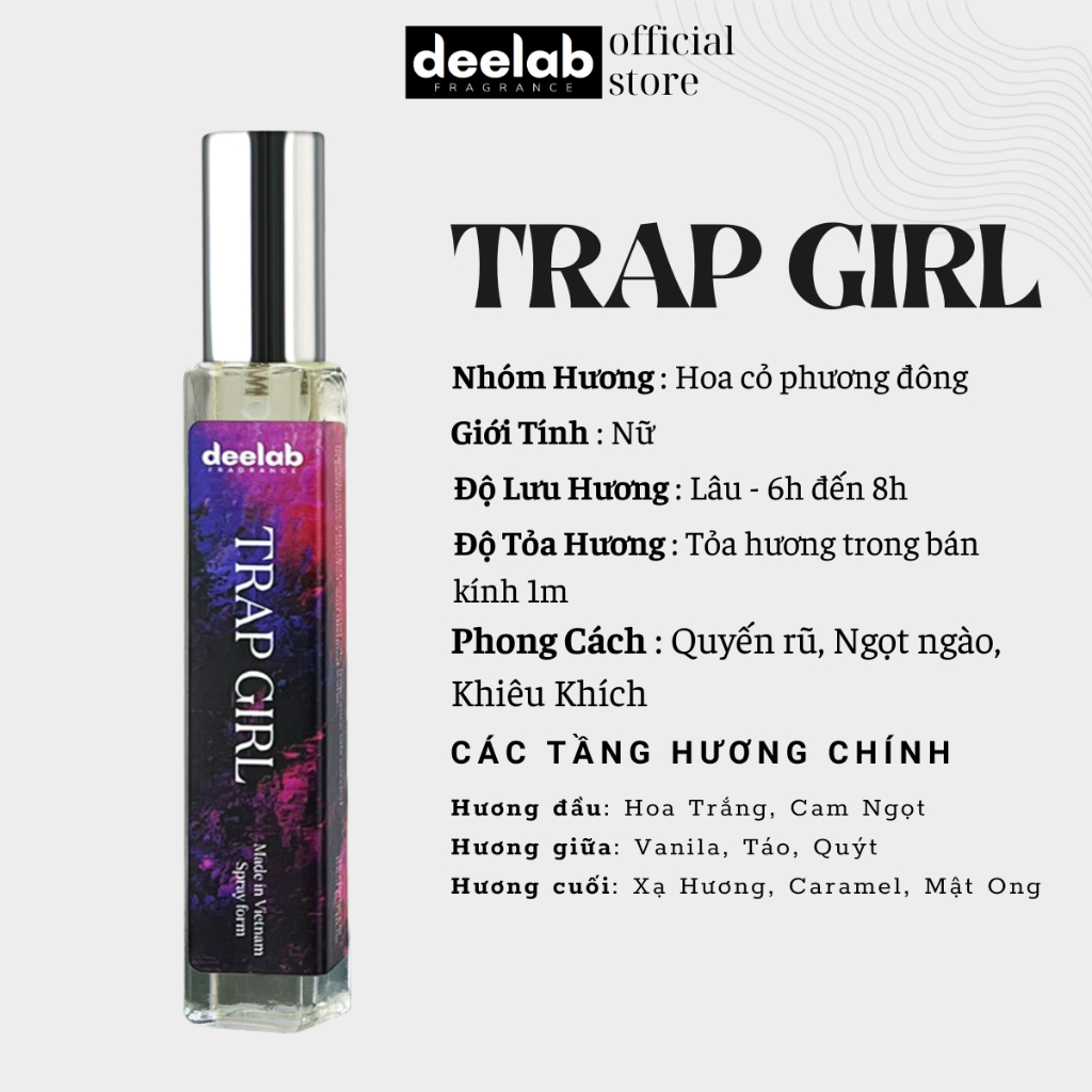 Tinh Dầu Nước Hoa Nữ Trap Girl Quyến rũ, Gợi Cảm, Bí Ẩn 10ml - Dạng xịt