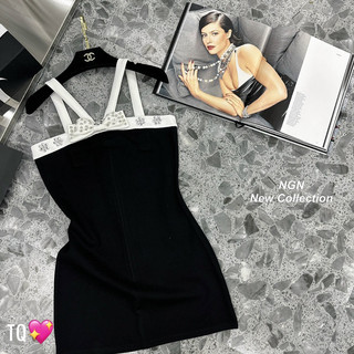 Váy Cổ Yếm Nơ Đính Đá Xoài Muse