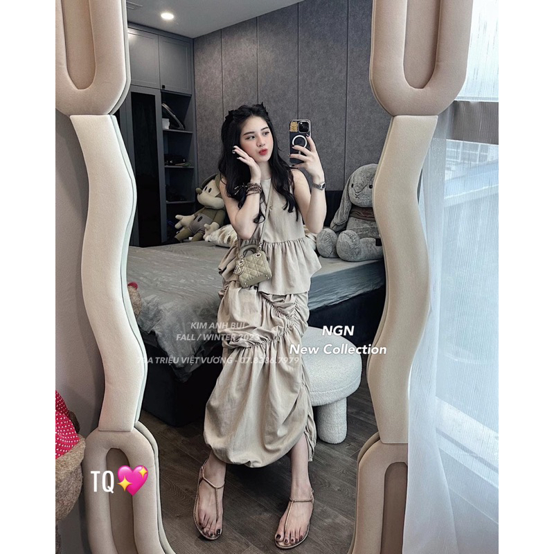 Set Đũi Sát Nách Chân Váy Chun Dúm Kim Anh Bùi