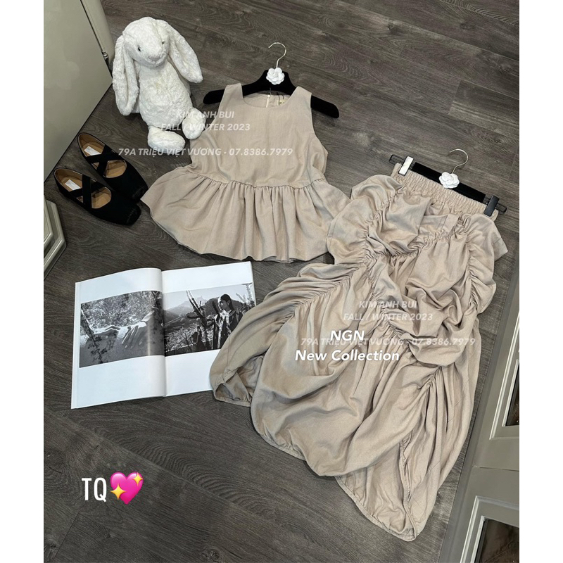 Set Đũi Sát Nách Chân Váy Chun Dúm Kim Anh Bùi