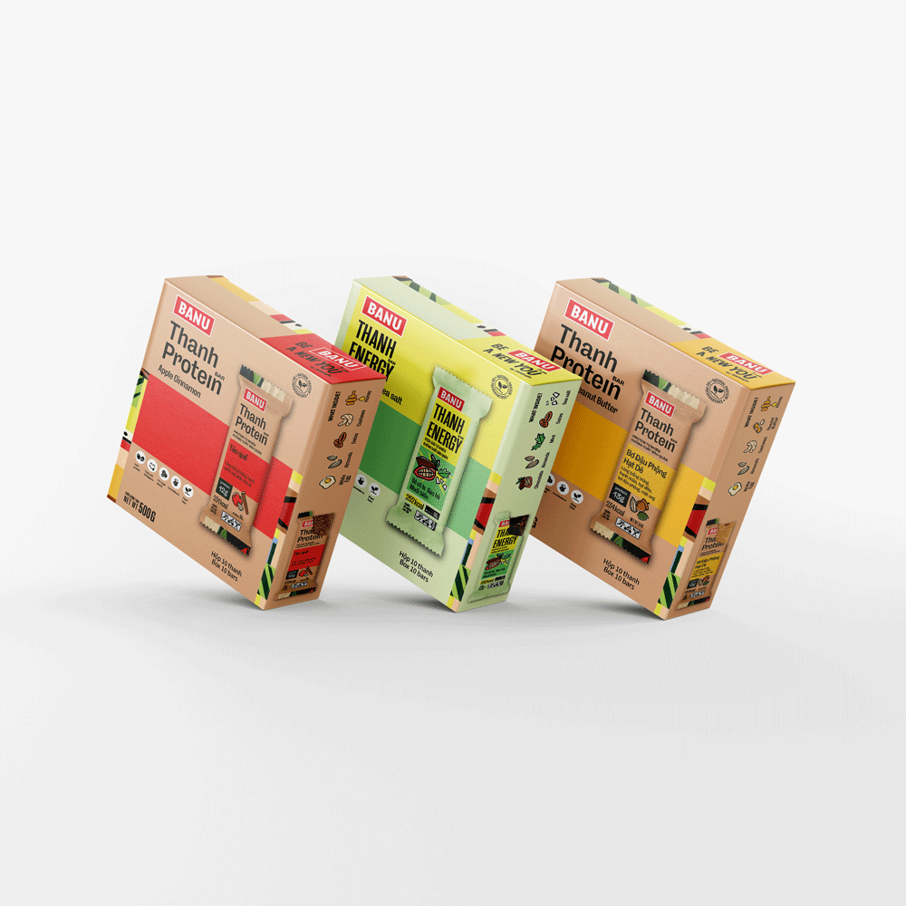 Hộp 10 thanh năng lượng protein bar BANU 365 Begin vị chocolate bạc hà muối biển