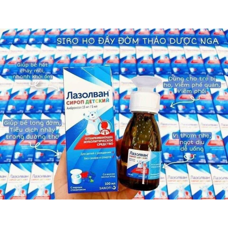Siro ho Lazolvan thảo dược Nga 100ml cho bé