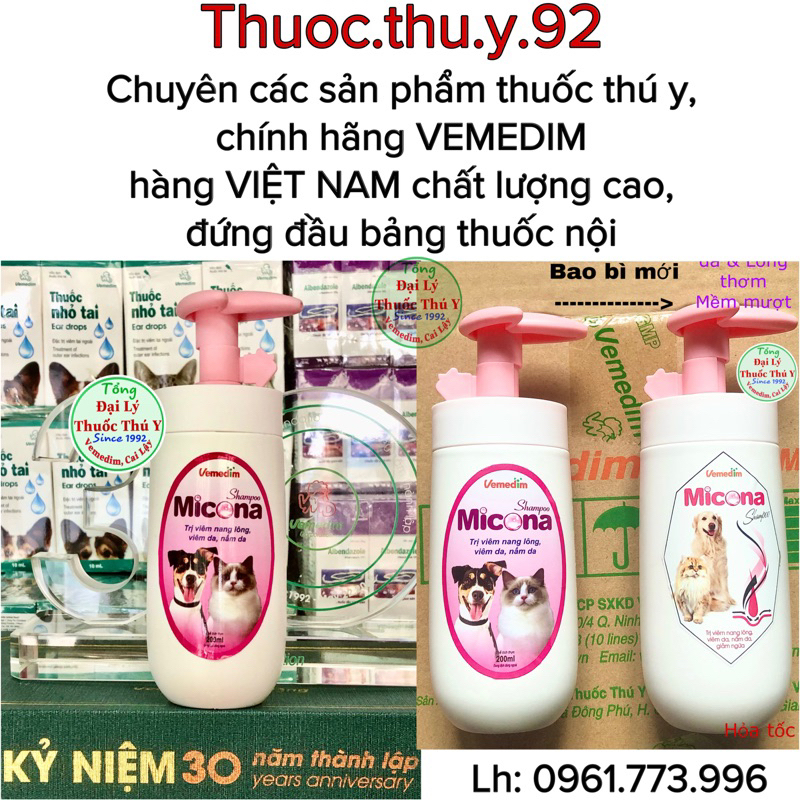 Micona Sữa tắm nấm da, viêm da, siêu thơm cho chó mèo