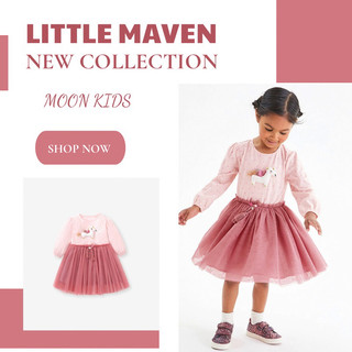 Váy bé gái dài tay Little Maven váy ren pony dài tay cho bé 10-30kg S1673