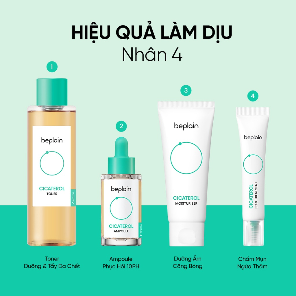 Toner beplain Cicaterol Rau Má Dưỡng Ẩm và Tẩy Da Chết 200ml