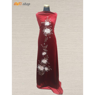 Vải Nhung the chun may Áo Dài, kết đá kỹ mềm mại