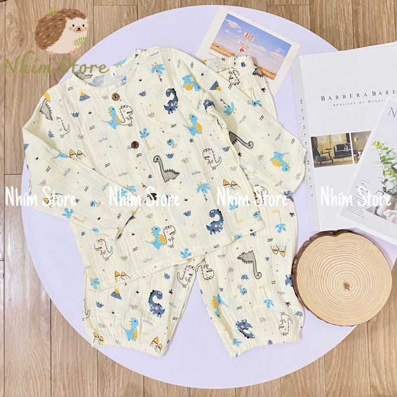 BỘ ĐỒ MẶC NHÀ PIJAMA CHO BÉ XÔ MUSLIN HỌA TIẾT ĐÁNG YÊU