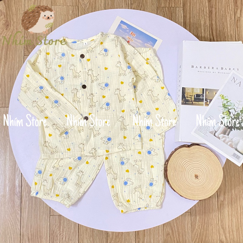 BỘ ĐỒ MẶC NHÀ PIJAMA CHO BÉ XÔ MUSLIN HỌA TIẾT ĐÁNG YÊU