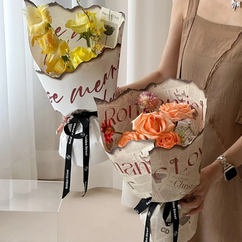 Giấy kraft gói hoa viền cháy