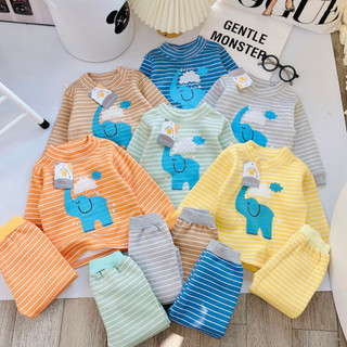 Bộ nỉ bông cầu vồng kẻ ngang cho bé 4-16kg, quần áo trẻ em