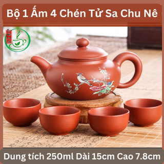 Combo bộ 1 ấm 4 chén tử sa chu nê nghi hưng dung tích 250ml vừa vặn cho 1 ấm trà