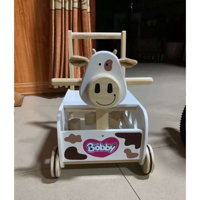 XE TẬP ĐI KIÊM CHÒI CHÂN BẰNG GỖ, KẾT HỢP CHƠI THẢ KHỐI