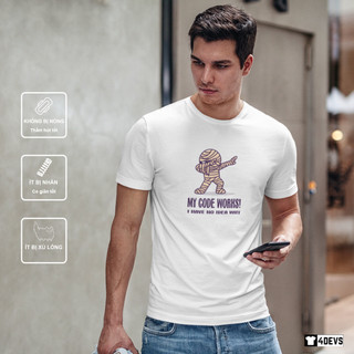Áo thun IT tay ngắn Unisex Lập trình viên - My Code Works - I have no idea