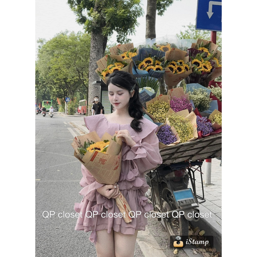 -Áo kiểu trễ vai hàng Quảng Châu phong cách tiểu thư kèm ảnh thật