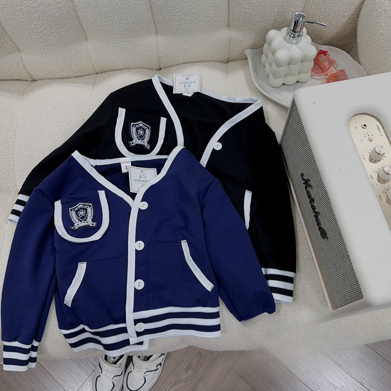 Đồng phục học sinh bé gái, set váy đồng phục 4ct: áo sơ mi, áo khoác, chân váy và cà vạt cho bé 12-33kg