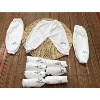 Set 5 quần dài cotton trắng sơ sinh mềm thấm hút mồ hôi cho bé 3 size từ 3-8kg