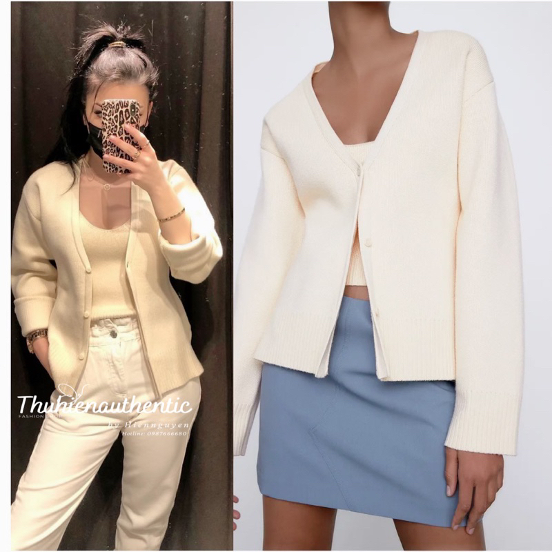 Áo cadigan len lông thỏ màu sữa ông thọ mã code: 5536/036 ZARA chính hãng