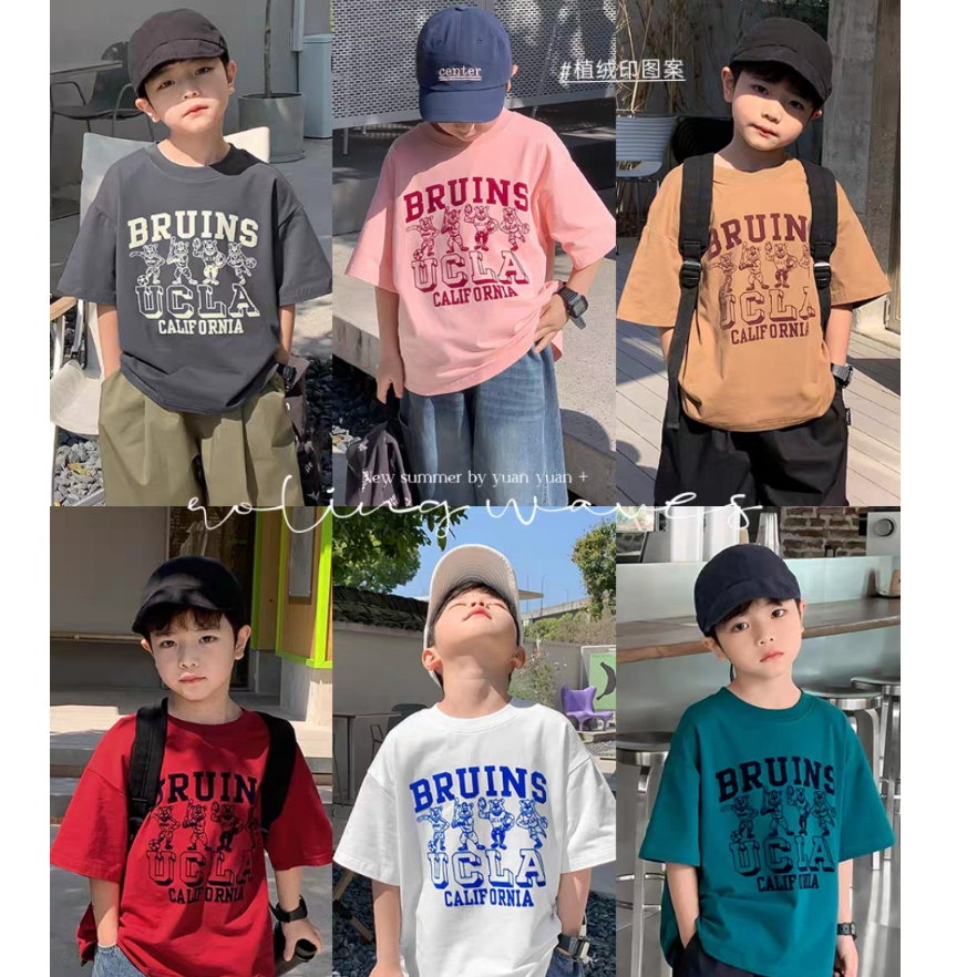 Áo Phông Bé Trai 15-40kg, Áo Thun Dáng rộng bé trai 100% Cotton Thấm Mồ Hôi,(HÀNG Y HÌNH SHOP ĐĂNG - KO ƯNG HOÀN TIỀN)
