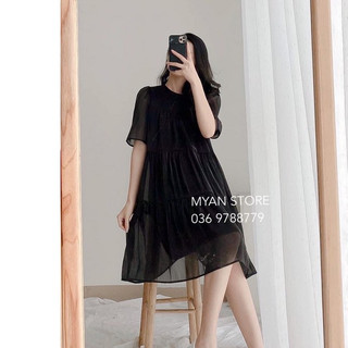 Đầm bầu màu hè dự tiệc cao cấp 🍅 FREESHIP 🍅 váy bầu công sở Organza Đen