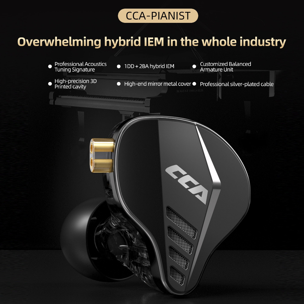 Tai Nghe CCA PIANIST | 1DD + 2 BA | ACOUSTIC CLASSICAL VOCAL POP | CÓ MIC