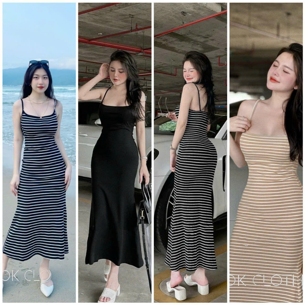 Đầm 2 Dây Dáng Dài Tà Xòe