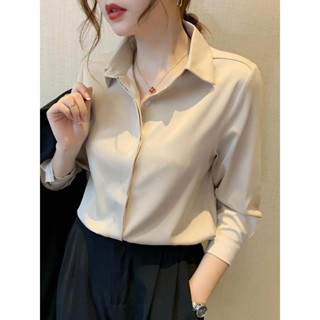 Áo sơ mi lụa bóng công sở hàng cao cấp _ Áo sơ mi nữ phong cách hiện đại, trẻ trung fom chuẩn đẹp A4375 đủ size 40-90kg