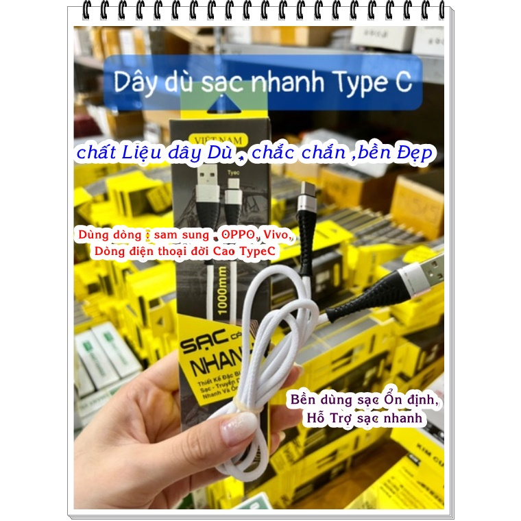 Dây dù sạc nhanh Type C