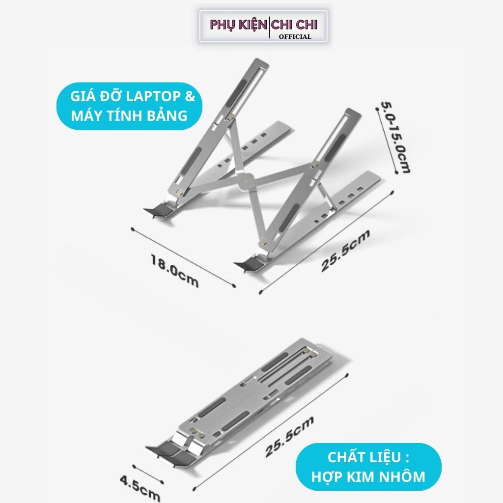 Giá Đỡ Laptop, Macbook, Ipad Bằng Nhôm Có Thể Điều Chỉnh Được Độ Cao Gấp Gọn Để Bàn
