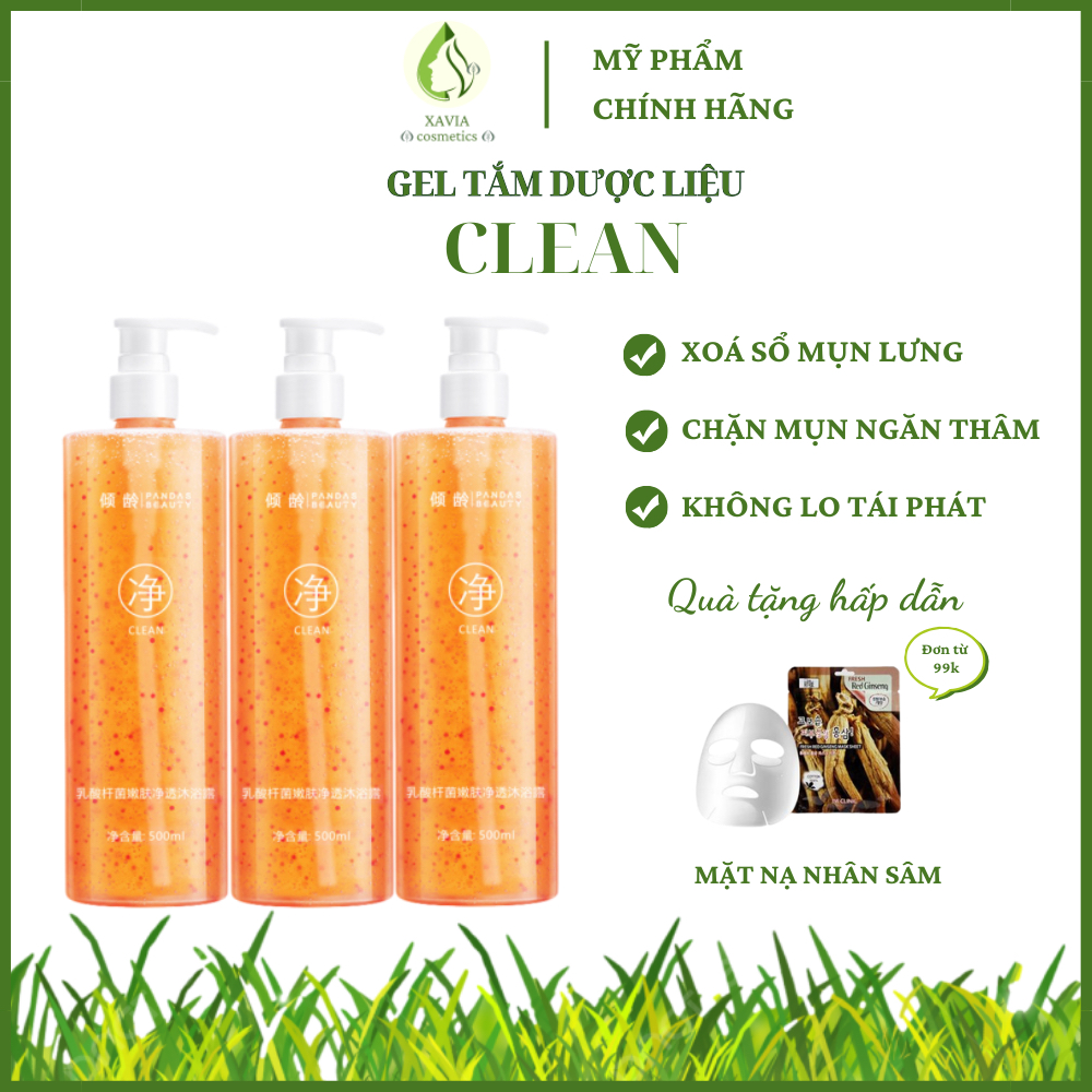 Tinh chất tắm dược liệu CLEAN, Chặn mụn ngăn thâm, Không lo tái phát, Dung tích 500ml - XAVIA COSMETICS
