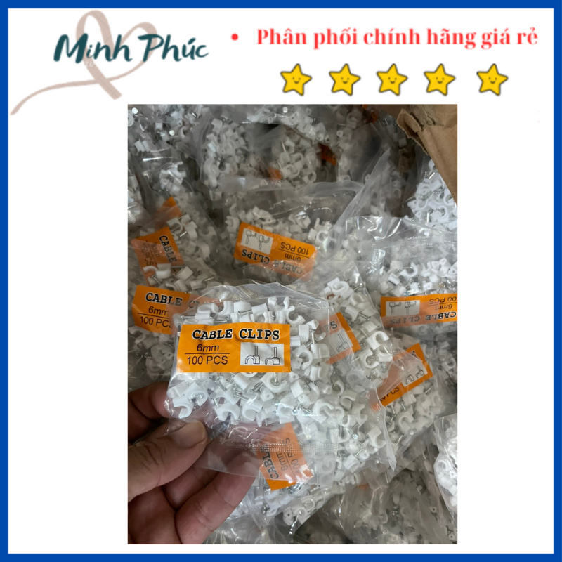 Đinh ghim nẹp dây mạng cat5e, dây điện combo túi đóng gói 100 chiếc, dinh ghim nẹp dây mạng, dây điện loại tốt 6mm