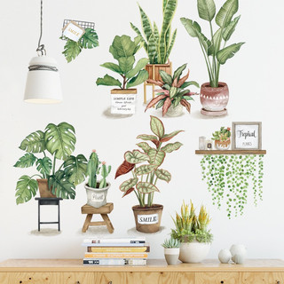 🌳🌳Bộ tranh dán tường CHẬU CÂY CẢNH Simple mới - Decal dán tường phòng khách🌳🌳