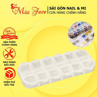Hộp dài đựng charm đá 12 ô có nắp bật - Hộp dài bật nắp 12 ô giá rẻ