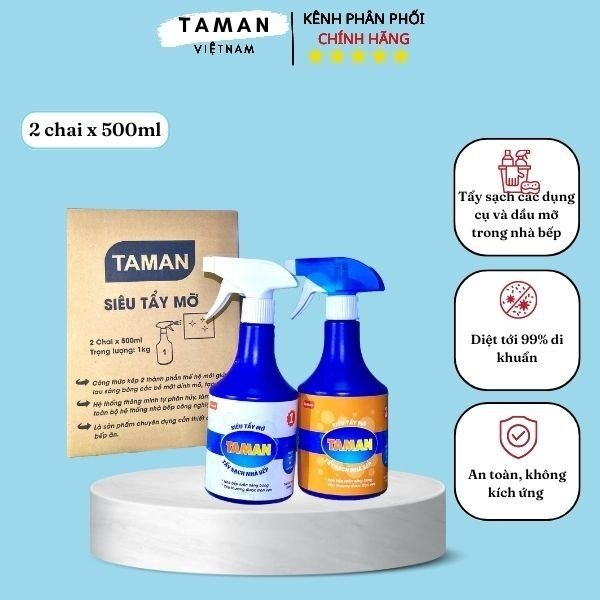 Cặp xịt siêu tẩy mỡ đa năng TAMAN - tẩy dầu mỡ, tẩy nấm mốc, cặn canxi, vết bẩn cứng đầu