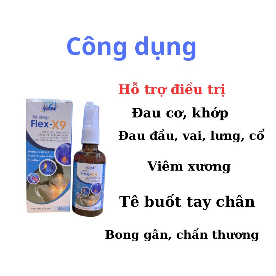 Xịt khớp FLEX- X9 Giảm nhức mỏi, bong gân, thấp khớp, tê buốt chân tay, đau mỏi vai gáy