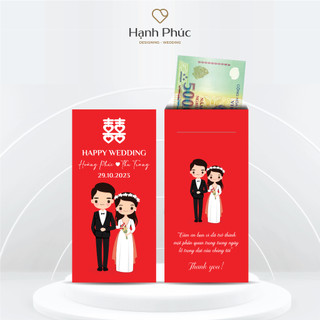 Phong Bì Cưới Hỏi Trao Duyên In Tên CD - CR Theo Yêu Cầu (có cán màng) - KT: 8cm x 16,5cm