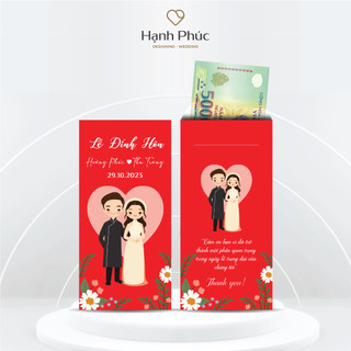 Phong Bì Cưới Hỏi Trao Duyên In Tên CD - CR Theo Yêu Cầu (có cán màng) - KT: 8cm x 16,5cm