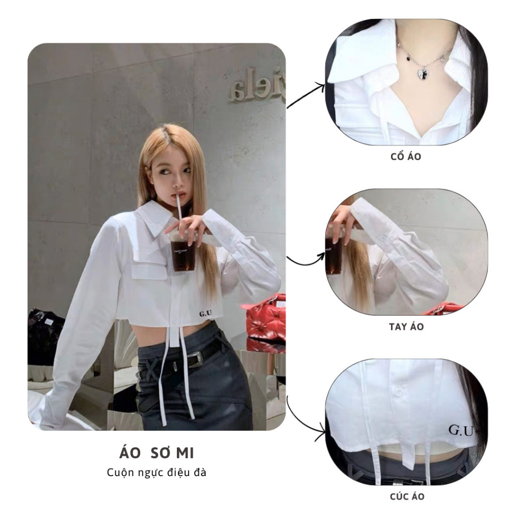 ÁO SƠ MI NỮ CROPTOP THỜI TRANG BRIYO SM06 FREE SIZE