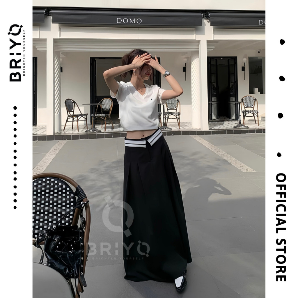 Chân Váy Dài Xếp Ly Lật Lưng Có Thể Tháo Rời Hot Trend Cân Mọi Loại Outfit Briyo CV02
